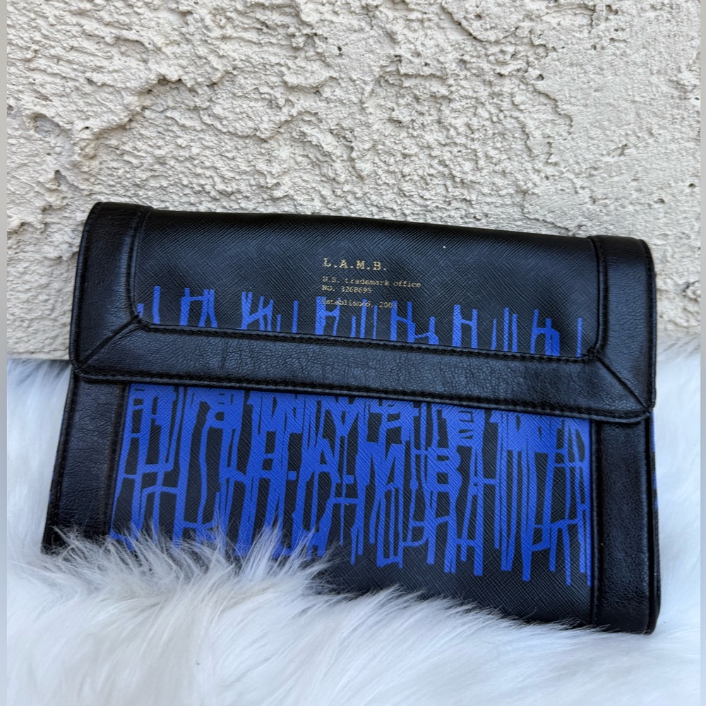 L.A.M.B. Black and Blue clutch
